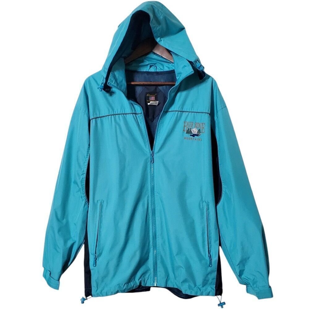 Cheneral Blue Ridge Mountains Hooded Rain Jacket Size L Made In USA Mens